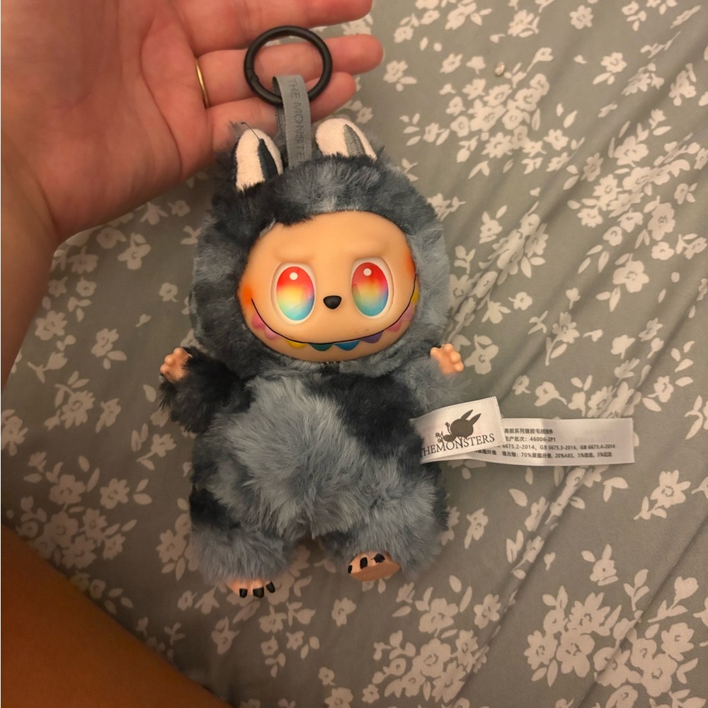 Furry Monsters Gray Plush Doll Keychain